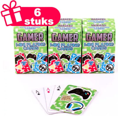 Henbrandt - 6 Stuks Mini Gamer Speelkaarten - Traktatie uitdeelcadeautjes voor kinderen & peuters - Traktaties en kinderverjaardagen - Klein grabbelton speelgoed voor in traktatie uitdeelzakjes
