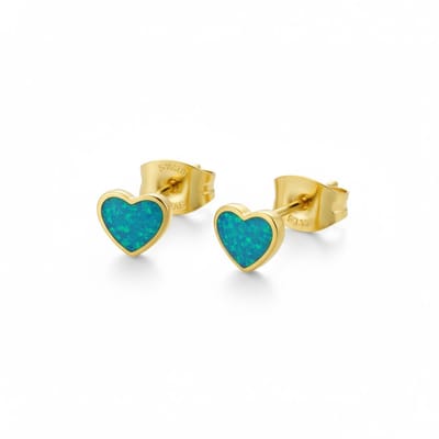 Rvs sieraden - Oorbellen - Stalen emaille hartjes met glitters-meisje