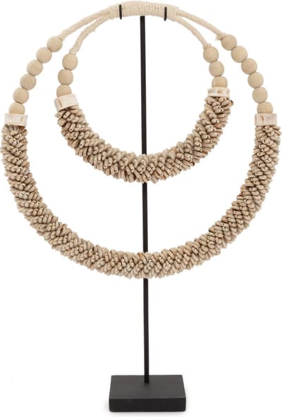 Dubbele Halsketting met Schelpen op Stand - Naturel