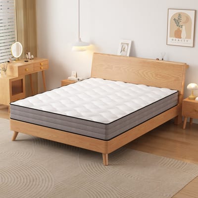 MODENUIT Pocketveringmatras 160x200 cm – 7 zones met traagschuim – H3 hardheid – ca. 20 cm hoog – Wit en grijs