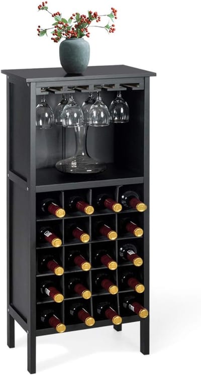 Florixa® Barkast - Drankkast - Barmeubel - Zwart - 42cm x 25cm x 96cm