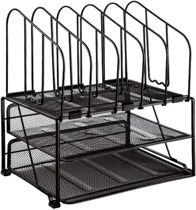 Dossierhouder - Bureau organizer - Kantoor organiseren - Drie niveaus - 32.4 cm breed - Zwart