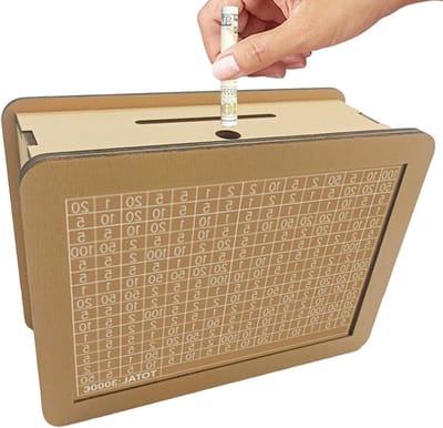 Houten Spaarbank - Geld Opbergdoos Spaardoos - Geld Leren Besparen - Met Doelnummers - 21 x 13.2 x 2.3 cm