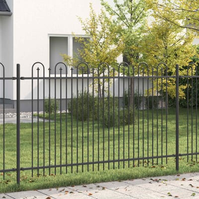 vidaXL - Spike - Boog - Hek - DRONTEN - 200 - x - 166 - cm - Gepoedercoat - staal - Zwart