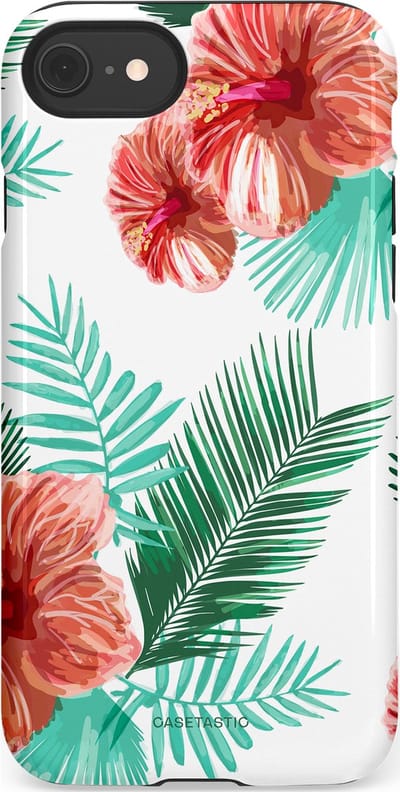 Casetastic Hoesje Geschikt voor Apple iPhone 7/8/SE - Stijlvolle Beschermende Duo-layer Case - Exotisch Roze Flora