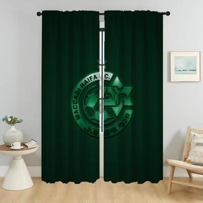 Maccabi Haifa Shades Gordijnen Kinderkamer Halloween Decoratie Tule voor Slaapkamer Verduisteringsgordijn Scheidingsgordijnen 2 Stuks W50xH70cmx2pcs-CL
