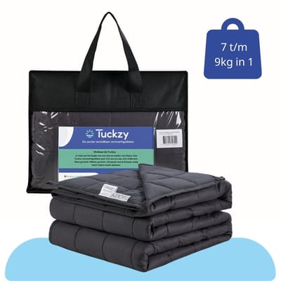 Tuckzy Prime - Verstelbare Verzwaringsdeken - 7 t/m 9 kg - Zwaartedeken 140×200 cm - Donkergrijs