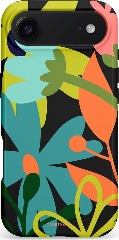 Casetastic hoesje geschikt voor Apple iPhone Air - MagSafe - Dubbellaagse bescherming - Botanisch Feest - Fashion Case - Zwart Olijfgroen Goud Petrol