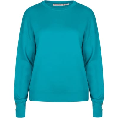 EsQualo Sweater Basic Button Slve Cuff Peacock Blue Maat: XS | Sweaters Outlet | Dames | Blauw