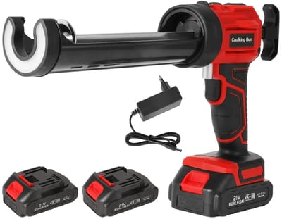 Amolass - Elektrische Kitspuit op Accu - Lijmpistool - Kitpistool - 2-Accus - 4-Snelheden - Draadloos - Kitten/Voegen - Rood