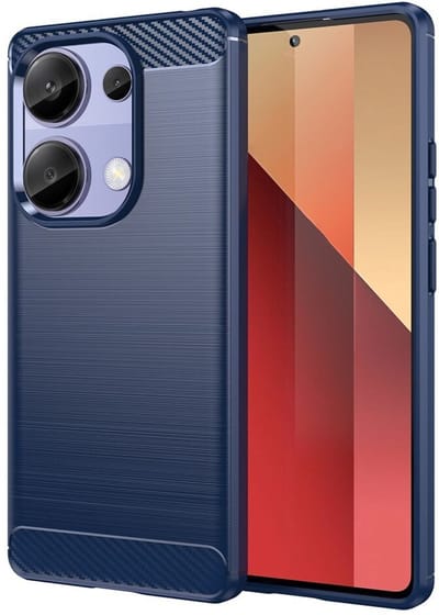 Geborsteld TPU Hoesje Geschikt voor Xiaomi Poco M7 Pro | Beschermhoes | Back Cover | Flexibel TPU | Stijlvol Carbon | Dun | Blauw