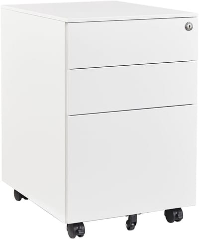 Rolcontainer met laden - Kantoorkast Bijzetkast - Documenten Opbergen - Verrijdbaar en Afsluitbaar - 50 x 39 x 60 cm