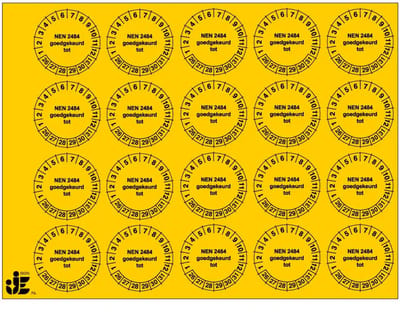 NEN 2484 keuringsstickers - jaartallen 26-31 - op vel | 2 cm - 20 stickers per vel