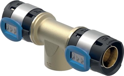 Geberit FlowFit overgang T-stuk BI brons d16-1/2-16