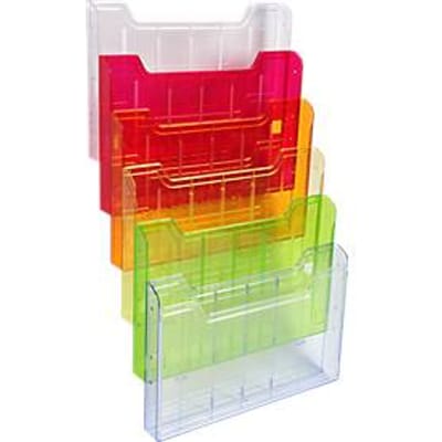 Exacompta wandbrochurehouder A4 horizontaal 6 vakken regenboog, 26 mm vuldiepte, wandbevestiging incl., 25 jaar garantie