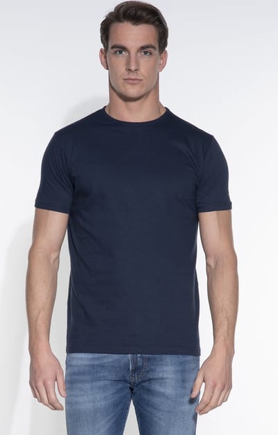 Slater 7510 - BASIC FIT 2-pack T-shirt ronde hals korte mouw navy XL 100% katoen