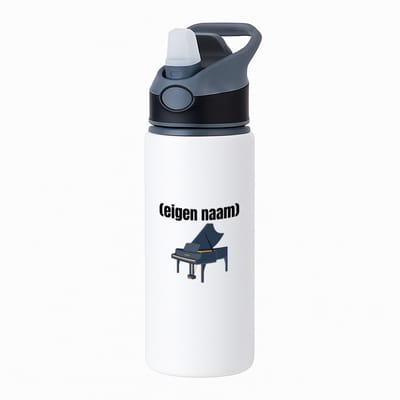 Hacebo® - piano met eigen naam waterfles met rietje zwart - Piano - muziek liefhebbers - iemand die houdt van piano spelen - verjaardag - cadeau - kado - water fles - 650ML