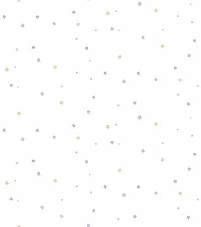 Behang - Kinderkamer – Sterren - Wit – Grijs - Blauw - Babykamer - Kinderbehang – Sterren Behang -0,53 x 10,05 M