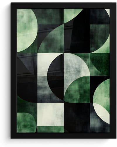 Poster in lijst - Fotolijst 30x40 cm - Posters - Abstract - Groen - Vormen - Posterlijst zwart - Decoratie - Wanddecoratie woonkamer - Muurdecoratie slaapkamer