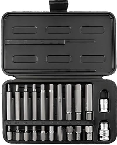 Bits set zeskant 22-delig met 1/2" en 3/8" adapterdoppen