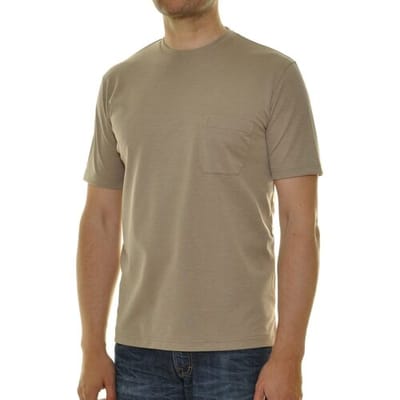 Ragman T-Shirt Softknit Uni Easy Care Round Neck Breast Pocket Beige / male