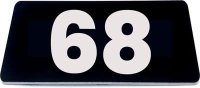 Nummerplaatje 68 - 80 x 50 x 1,6 mm - Zwart/wit - incl. 3M-tape | Nummerbordje - Deur en kamernummer - brievenbusnummers - Gratis verzending - 5 jaar garantie