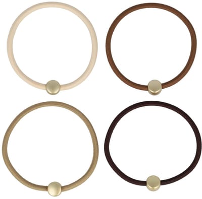 Haarsoires Haarelastieken Kraal 1cm – Cirkel Ornament – Kunststof – Bruin Goud – Set van 4