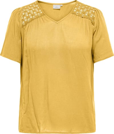 ONLY CARMAKOMA - CARSELASI S/S V-NECK TOP WVN - Dames - Blouses