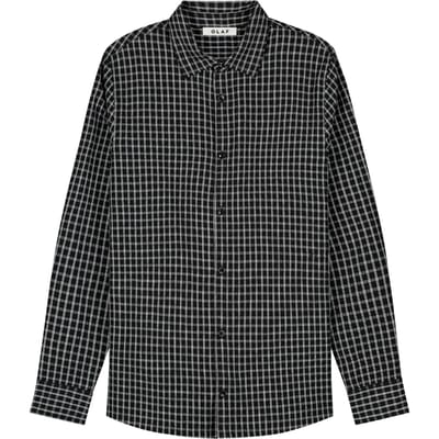 Olaf Checked Seersucker Ls Shirt Lange Mouw Overhemden Zwart M240308