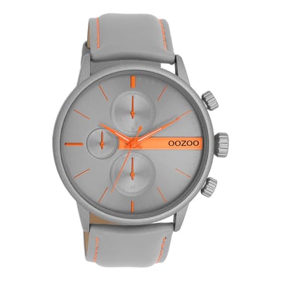 OOZOO Timepieces - Grijze OOZOO horloge met grijze leren band - C11225
