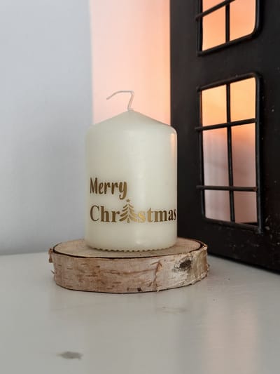 Kerstkaars - Kaars - Merry Christmas - Persoonlijke boodschap - Feestdagen - Kerstboodschap - Herdenkingskaars AF-MCGOLD