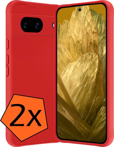Hoes - 2 Stuks - Geschikt voor Google Pixel 8a - Sterk & Shockproof - Case Siliconen - Back Cover - Telefoon Hoes - Rood