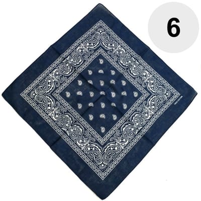 6 Stuks Paisley Bandana's - Paisley Boeren Zakdoek - Bandana - Hoofddoek - Navy Blauw