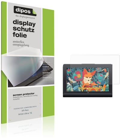dipos – 2x Matte Beschermfolie geschikt voor XP-Pen Artist Ultra 16 | Krasbestendige & antireflecterende Screenprotector Ultra-Thin