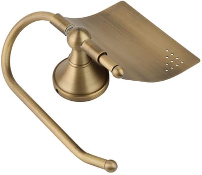 Dailygoods- Toiletrolhouder Antiek Messing - Toiletrolhouder zonder boren - Reserverolhouder - Toiletrolhouder met plankje - Badkameraccessoire - Elegant ontwerp - Papierrolhouder