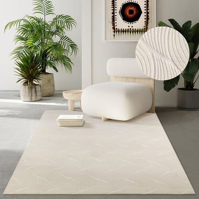 the carpet Rio – tapijt met 3D golfpatroon en antislip rug, crème 140 x 200 cm
