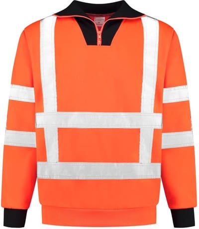 EM Traffic Zip sweater met col RWS - Fluor oranje - maat XS