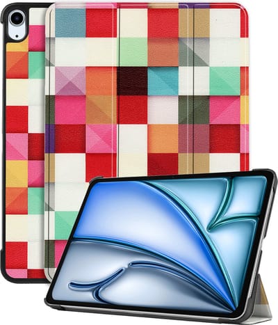 Hoesje - Geschikt voor Apple iPad Air (2024/2025/2026) - 11 inch - Dun & Stevig - Hardcover Book Case - Trifold Bookcase Hoes - Hard Cover - Tablethoes - Blokken