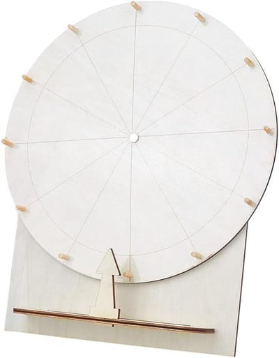 Tafelblad Spinner, Houten Uitwisbaar Loterij Spin Wheel met Stand - 29 cm Diameter - Voor Bruiloft, Schoolfeest, Familiefeest