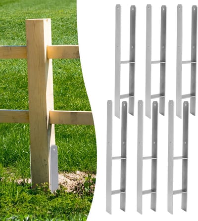 Set van 12 H-Paalankers voor Vierkante Houten Palen en Omheiningen 81 x 600 mm