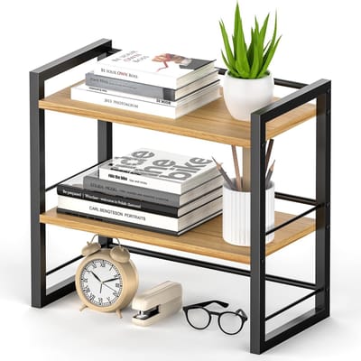 Dailygoods- Bureau Organizer Hout - Mini Bureauplank - Bureaurekken - Brievenbak - Organizer met Vakken - Zwart - Opbergoplossing