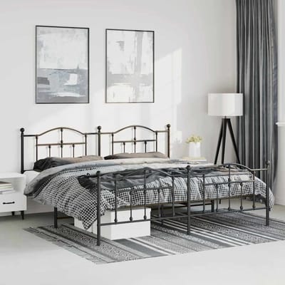 vidaXL - Bedframe - met - hoofd- - en - voeteneinde - metaal - zwart - 193x203 - cm