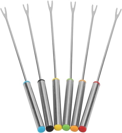 6 stuks Roestvrijstaal Fonduevorken 24cm - Kleurrijk Design Anti-Verbranding