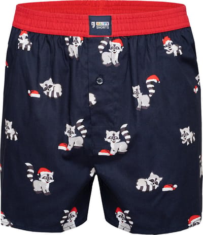 Happy Shorts Wijde Kerst Boxershort XMAS Wasbeer - Losse boxershort - Maat S