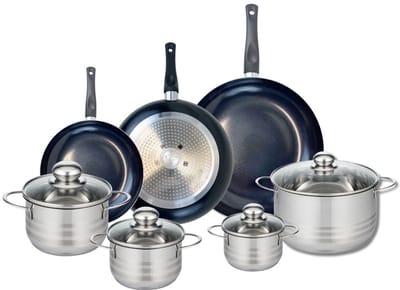 Set van 3 Kookpannen 20, 24 en 28 cm en 4 braadpannen 12, 14, 16 en 20 cm Elo Prima Brillant