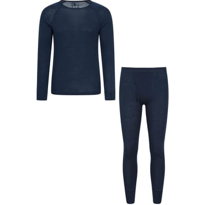 Mountain Warehouse Heren Merino Wol Thermische Basislagen Set (Marine)