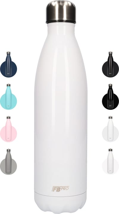 FBFS66 Thermosfles, Drinkfles, Waterfles - 750 ml - Thermos fles voor de warme en koude dagen - Dubbelwandig - Thermosbeker Koffie, thee en Koele dranken - Water fles voor onderweg - Gloss Wit - Gloss White