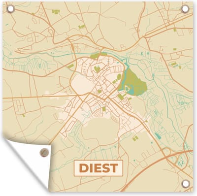 Tuin poster België - Kaart - Stadskaart - Plattegrond - Diest - 200x200 cm - Tuindoek