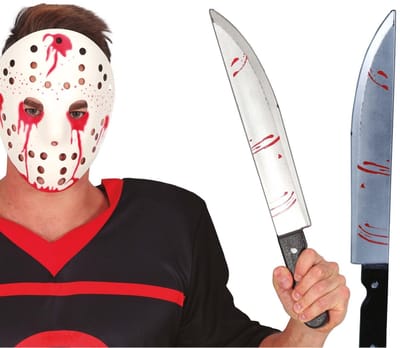 Knife with blood 45 cms Volwassenen Unisex Zie afbeelding Clowns en Circus Maat One size