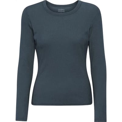 Geribd dames-T-shirt met lange mouwen Colorful Standard Organic petrol blue